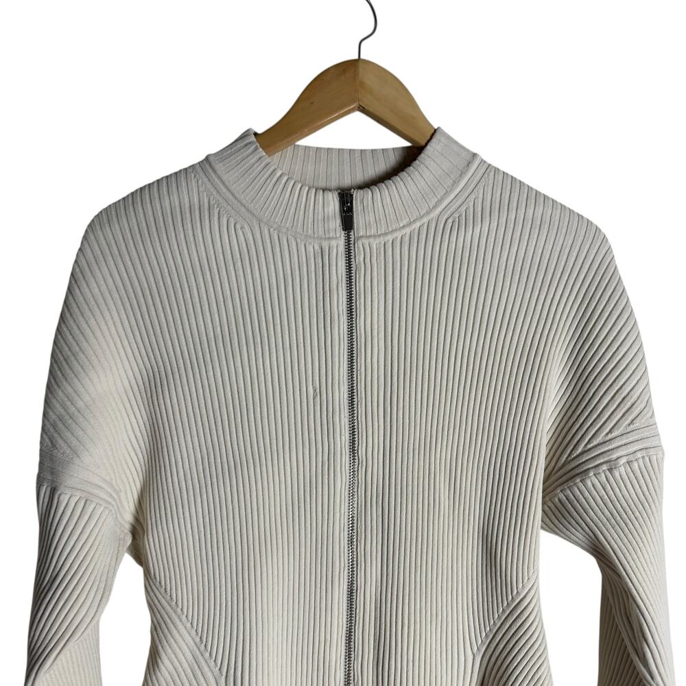 A.L.C. Noa Cream Ribbed Knit Zip Up Cardigan Sweater Size Large - Picture 6 of 12